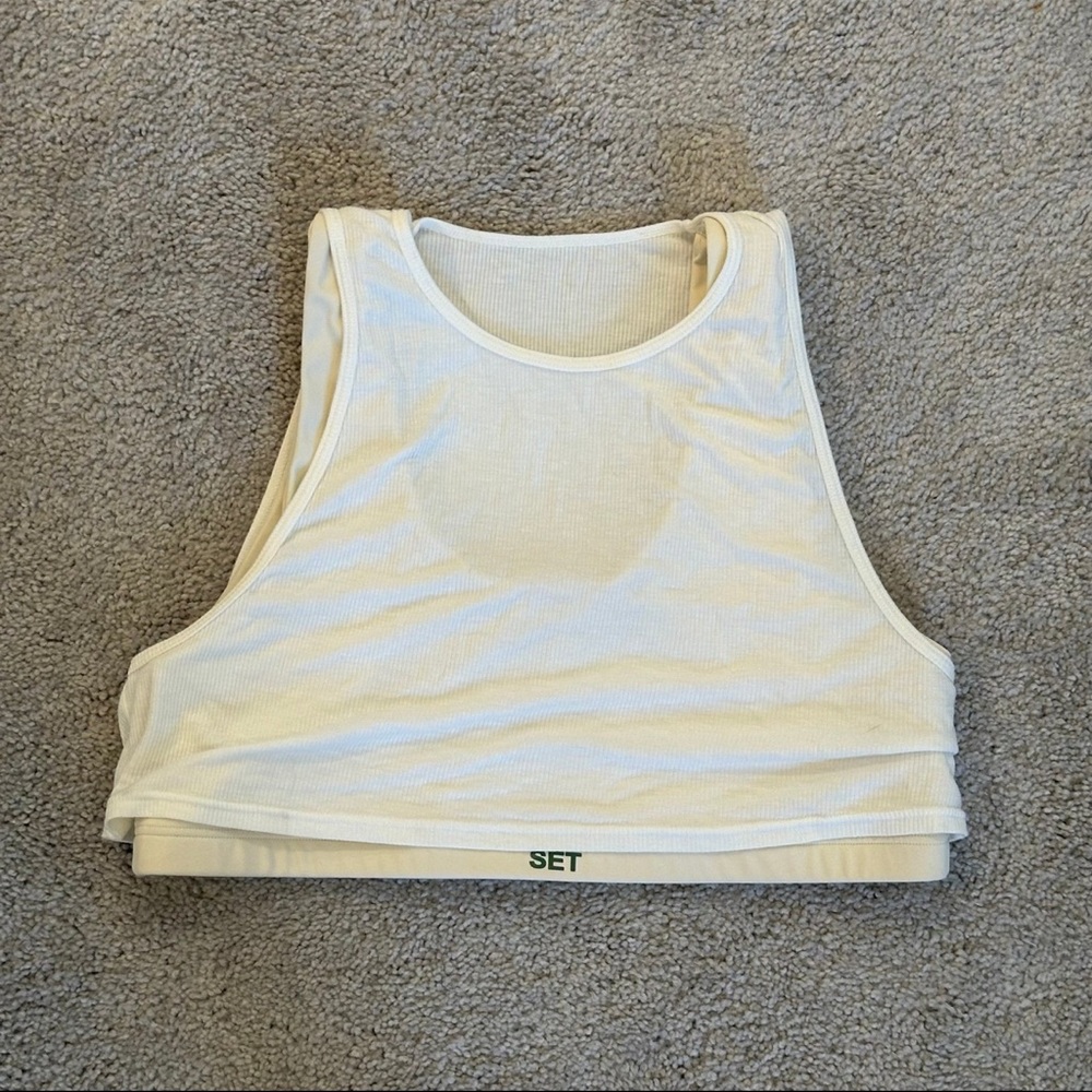 Set active layered white bra